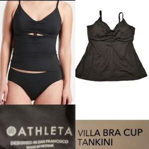 $84 NEW ATHLETA 38D 38DD BLACK VILLA TANKINI SWIM SUIT SUP TANK TOP 38 NWT
